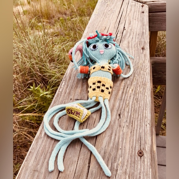 Handmade Knit Princess Seea Doll Octopusus Flamingo Raft Book Glasses OOAK Doll - Picture 3 of 16